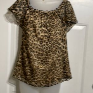 White House Black Market New Leopard Top Small